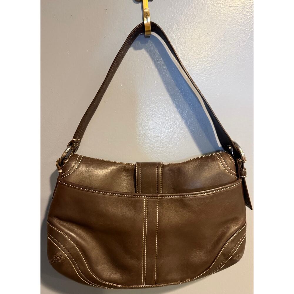 Vintage Coach Soho Leather Flap Shoulder Bag in Brown - Picture 6 of 16